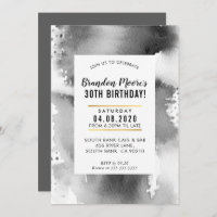 BIRTHDAY PARTY INVITE modern watercolor manly grey