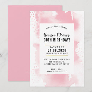 BIRTHDAY PARTY INVITE modern watercolor pale pink