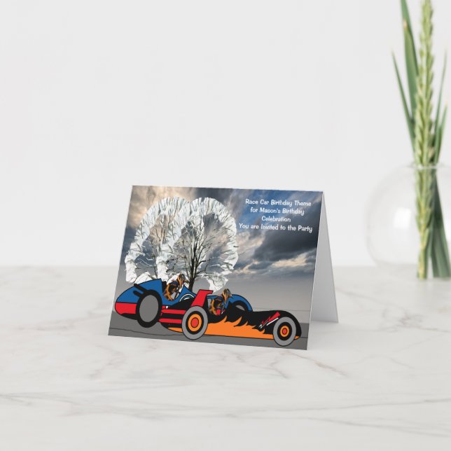 Birthday Party Invite Race Car Theme for Boy (Front)