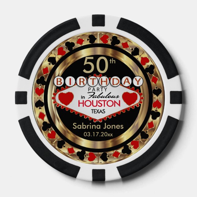Birthday Party Invite Red Poker Chips (Front)