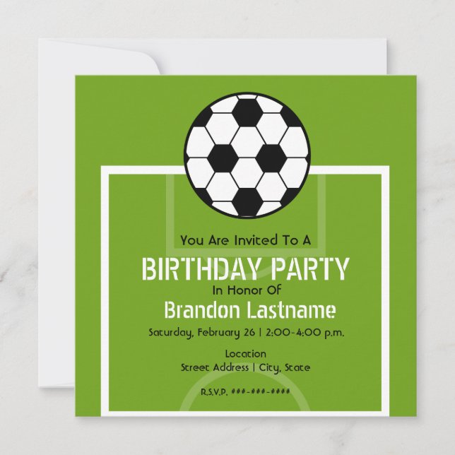 Birthday Party invite - Soccer Field (Front)