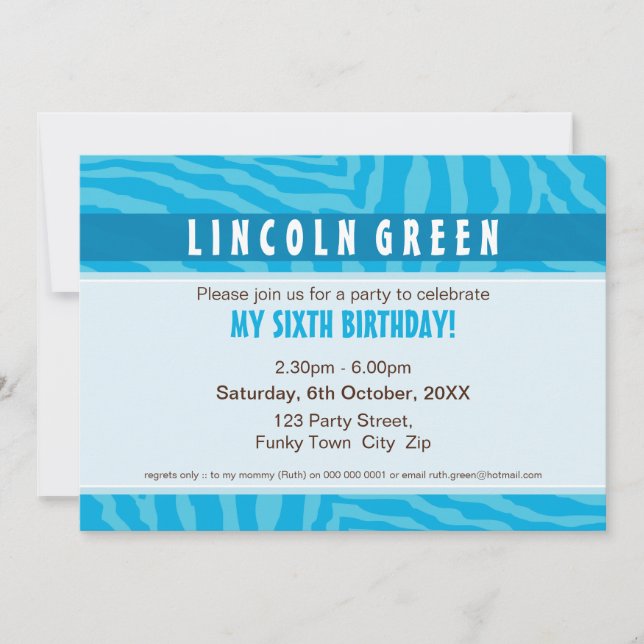 BIRTHDAY PARTY INVITES :: animal print 1L (Front)
