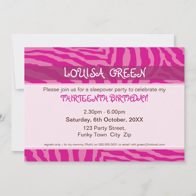 BIRTHDAY PARTY INVITES :: animal print 3L (Front)