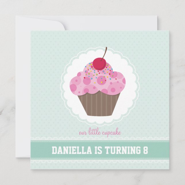 BIRTHDAY PARTY INVITES :: cupcake 1SQ (Front)