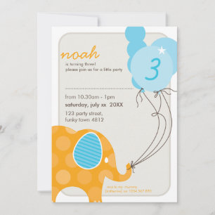 BIRTHDAY PARTY INVITES :: elephant + balloons 2P