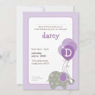 BIRTHDAY PARTY INVITES :: elephant + balloons 5P
