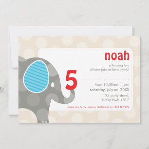 BIRTHDAY PARTY INVITES :: elephant + number 4L