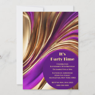 Birthday Party-It's Party Time-Abstract Flow Art- Invitation
