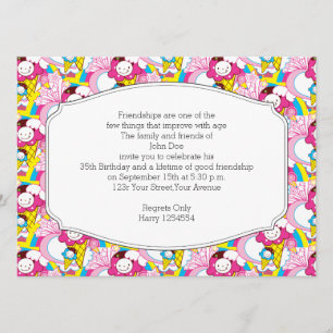 Birthday Party Kawaii Ice Cream Uber Cute Invitation