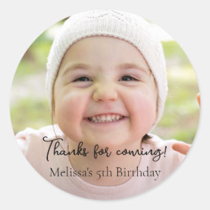 Birthday Party Kids Photo Thank you Classic Round Sticker