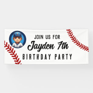 birthday party kids team players sport, softball banner