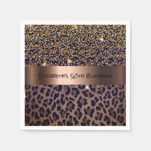 Birthday Party leopard print bronze Napkin