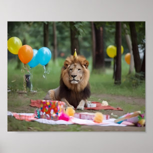 Birthday Party Lion Photography Background Poster