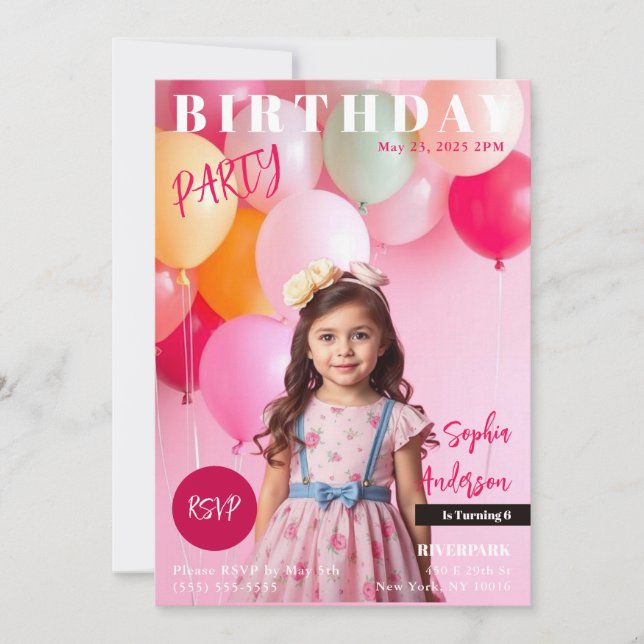 Birthday Party Magazine Cover Invitation (Front)