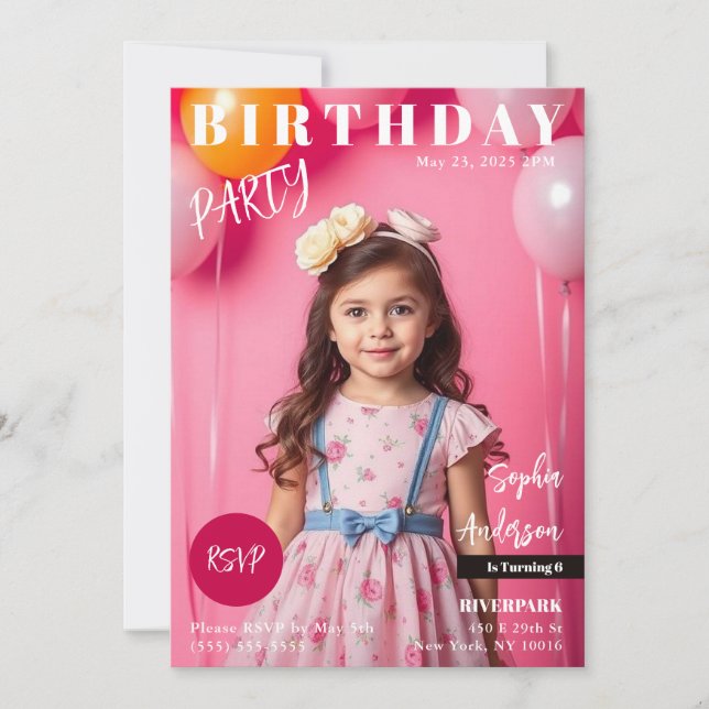 Birthday Party Magazine Cover Invitation (Front)