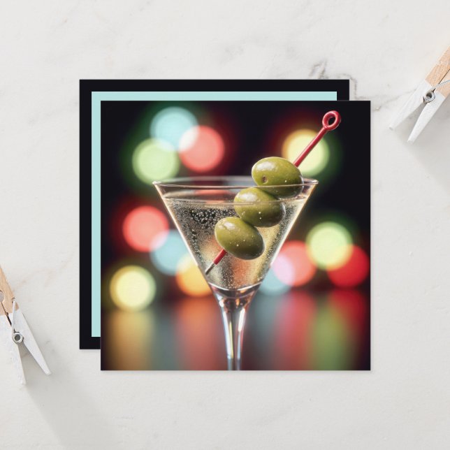 Birthday Party Martini Glass Invitation (Front/Back In Situ)