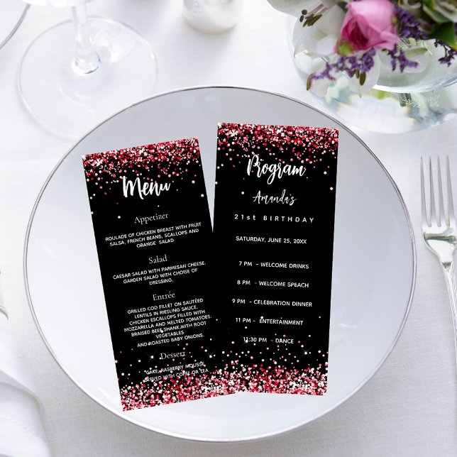 Birthday Party Menu Program black red (Creator Uploaded)