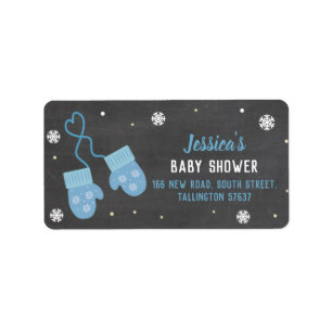 Birthday Party Mittens Blue Cold Address Labels
