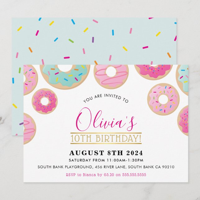 BIRTHDAY PARTY modern bright colourful sweet dough Invitation (Front/Back)