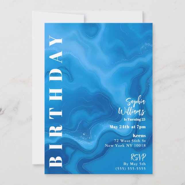 Birthday Party Moonstone Blue Invitation (Front)