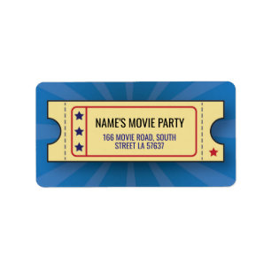 Birthday Party Movie Ticket Film Address Labels