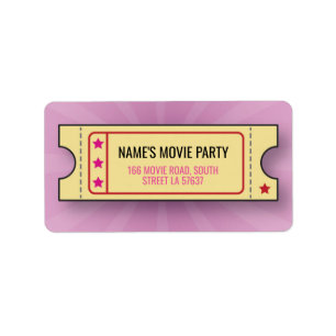 Birthday Party Movie Ticket Film Address Labels