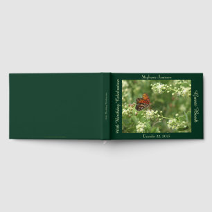 Birthday Party, Name, Orange Butterfly, Green Guest Book