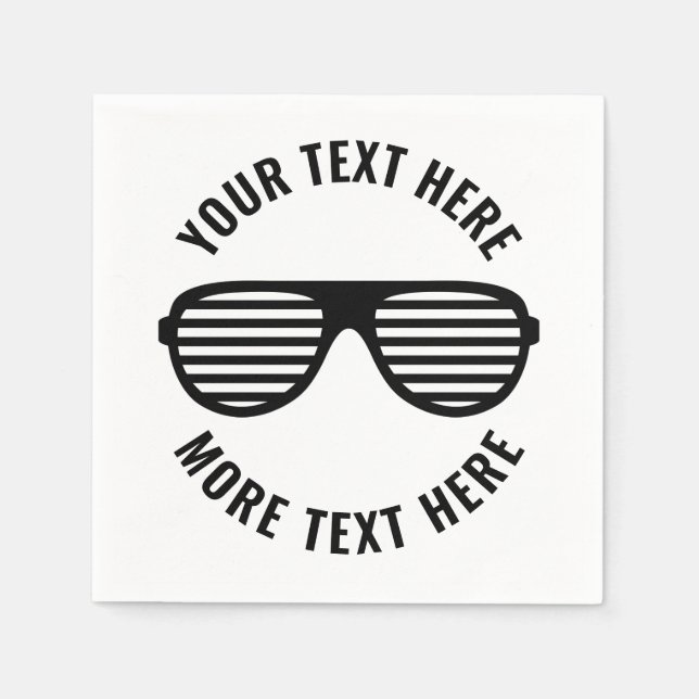 Birthday party napkins with retro sunglasses image (Front)