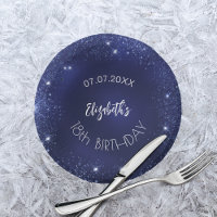 Birthday party navy blue glitter name