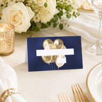 Birthday party navy blue gold balloons name
