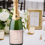 Birthday party night rose gold drips women<br><div class="desc">A wine bottle label for a girly and glamorous 50th (or any age) birthday party with the girls. A rose gold gradient background with drips. The text: The name is written in dark rose gold with a large modern hand lettered style script. Template for name, age 50 and a date....</div>