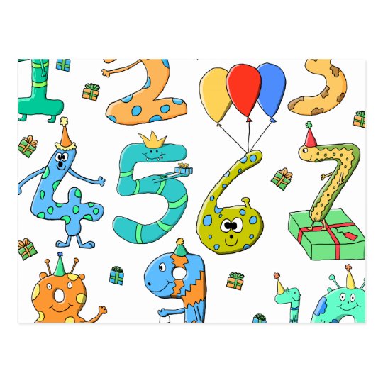 Birthday Party Numbers Postcard