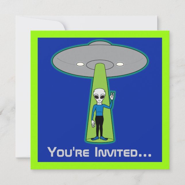 Birthday Party Outer Space with Friendly Alien Invitation (Front)