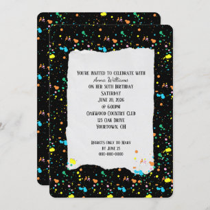 Birthday Party Paint Splatters Invitation