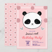 Birthday Party Panda Face and Pink Polka Dots