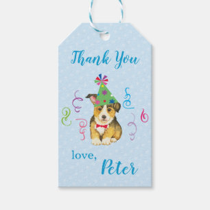 Birthday Party Pembroke Welsh Corgi Thank You Gift Tags