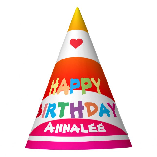 Birthday Party Personalised Name Cool Cute  Party Hat (Front)