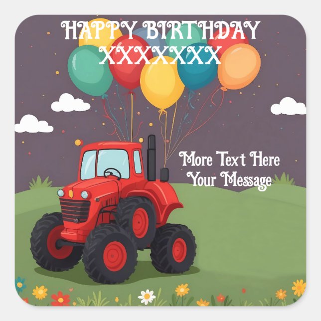 Birthday Party Personalised Square Sticker (Front)
