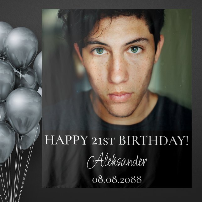 Birthday Party Photo Black And White Backdrop Tapestry (Creator Uploaded)