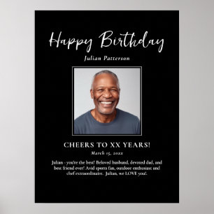 Birthday Party Photo Black White Fun Welcome Poster