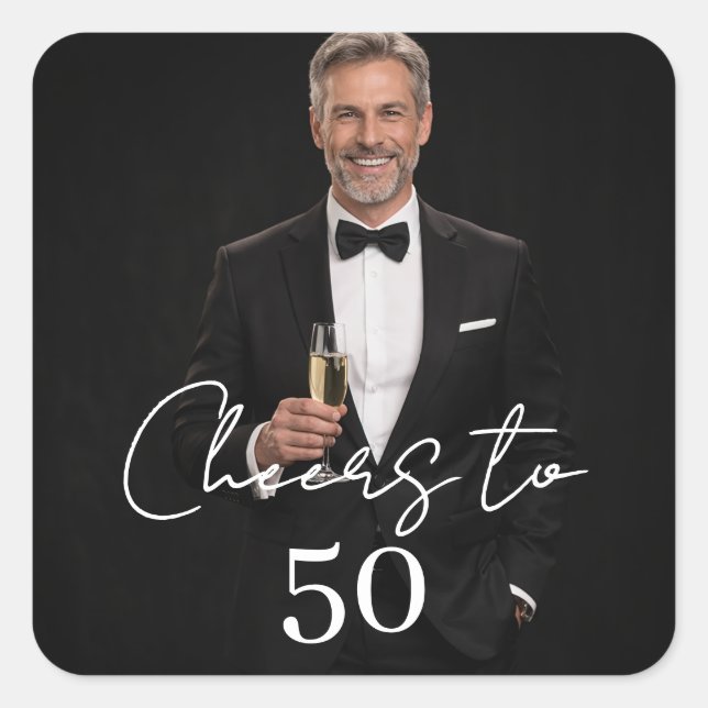 Birthday party photo cheers square sticker (Front)