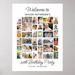 Birthday Party Photo Collage, Simple, Fun Welcome  Poster