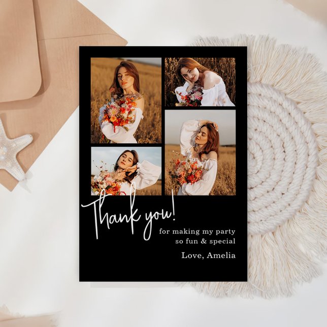 Birthday Party Photo Collage Thank You Card (Creator Uploaded)
