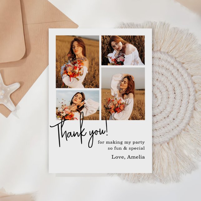 Birthday Party Photo Collage Thank You Card (Creator Uploaded)