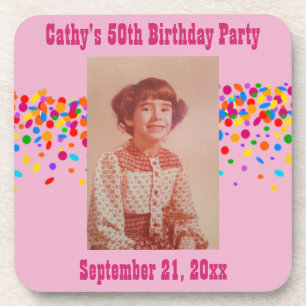 Birthday Party Photo Favour Pink Girly Coaster