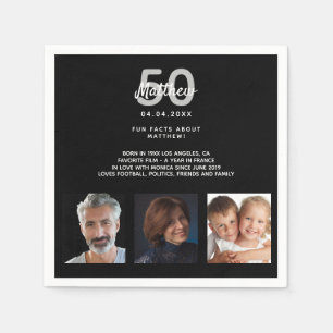 Birthday party photo fun facts black white guy napkin