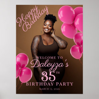 Birthday party photo hot pink welcome poster