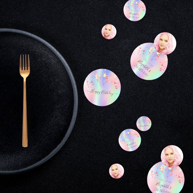 Birthday party photo rainbow holographic stars confetti (Creator Uploaded)