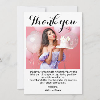 Birthday Party Photo Thank You Card