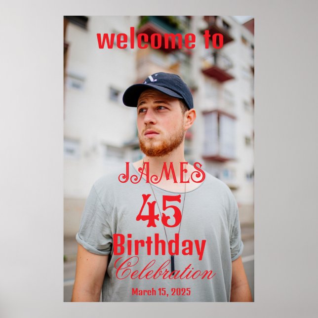 Birthday party photo welcome sign (Front)